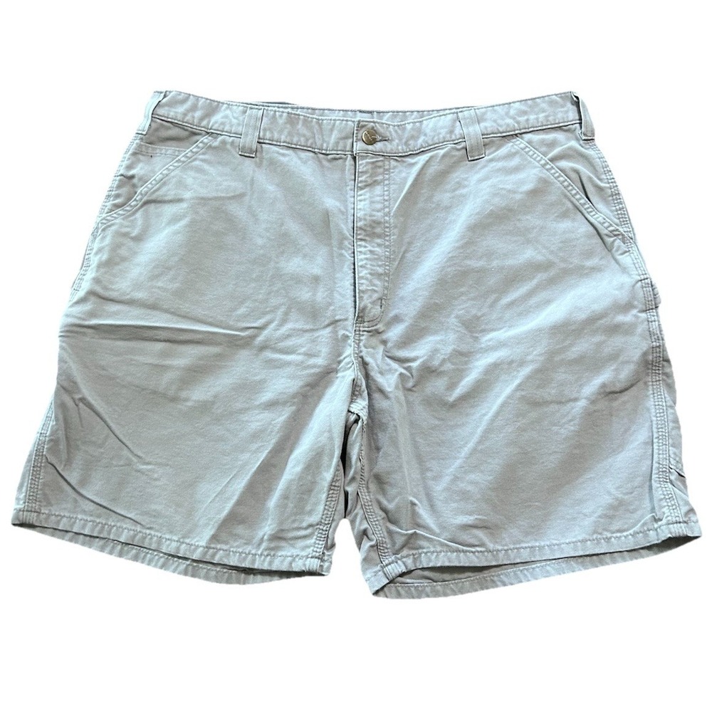 Carhartt Shorts Mens 40 Gray Canvas Cargo Original Fit Utility Work B144